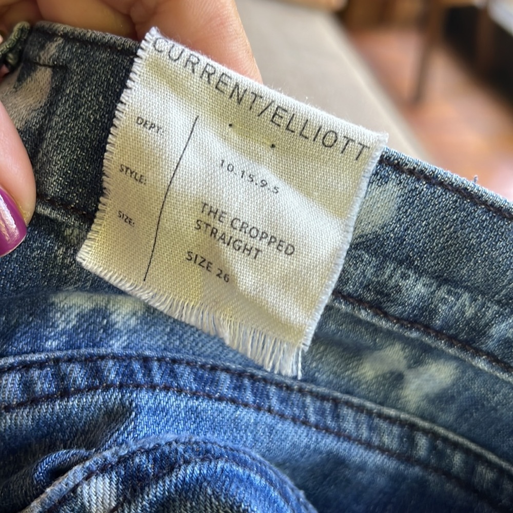 Current/Elliott Cropped Straight Jeans Distressed - Picture 9 of 9